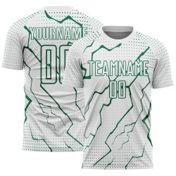 Custom Lightning Green Sublimation Uniform Jersey Kelly Soccer Sports White