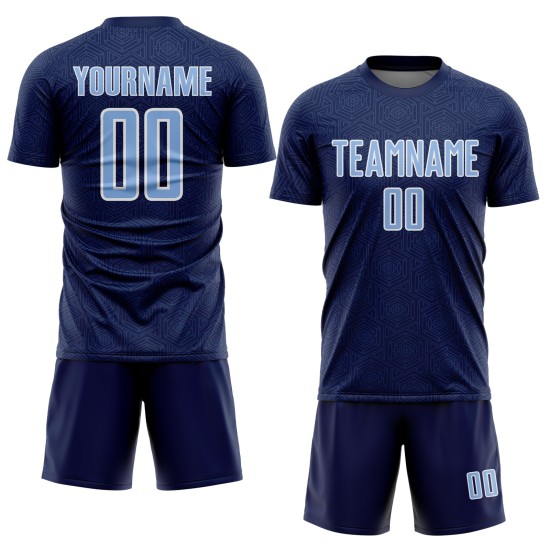 Light Uniform Jersey Geometric Sports Blue-White Soccer Shape Custom Navy Sublimation
