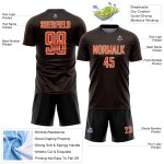 Sublimation Sports Uniform Soccer Black Shape Custom Geometric Jersey Orange-White